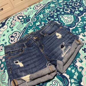 Aeropostale Blue Denim Shorts with Distressed Details